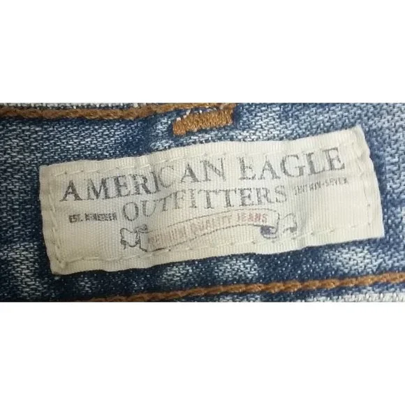 American Eagle Outfitters Jeans Size 4 Blue Hipster Distressed Pockets - Picture 4 of 5